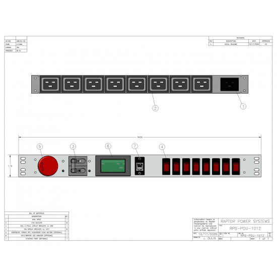 20A 1U PDU w/ C-19