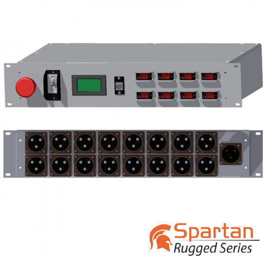 2U MIL SPEC PDU, 30A, 16 x MS3102E16-10S, TAA Compliant