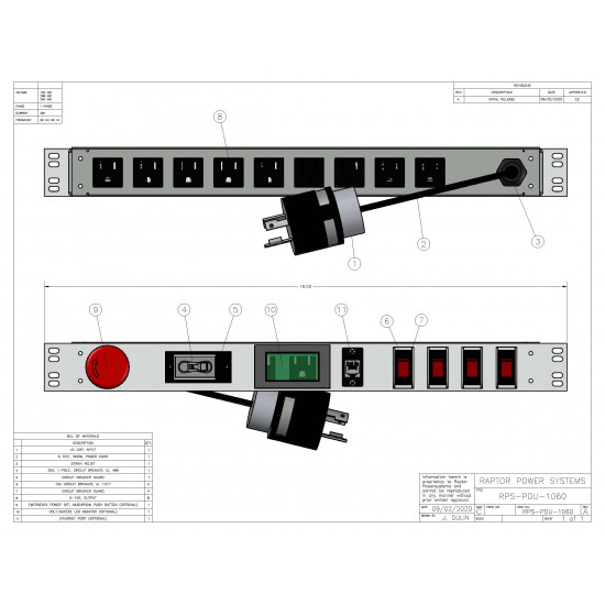 1U MIL SPEC PDU, 30A, L5-30P Input, 8 x 5-15R, TAA Compliant