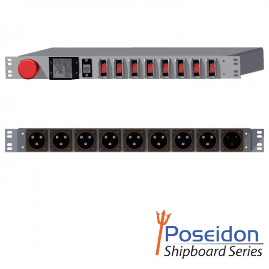 1U Shipboard PDU, 30A, 8 x MS3102E16-10S, TAA Compliant